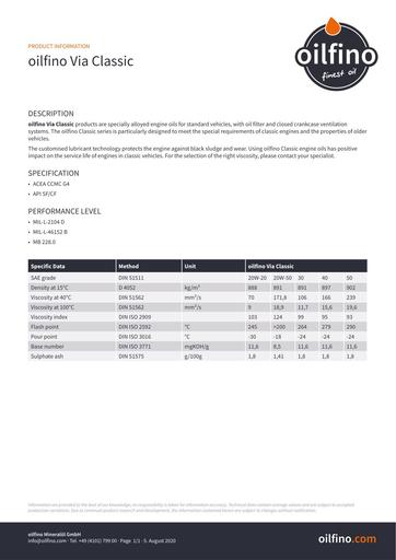 TDB EN Oilfino Via Classic SAE 30