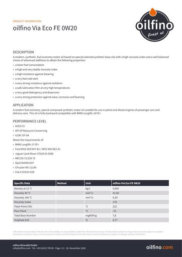 TDB EN Oilfino Via Eco FE 0W20