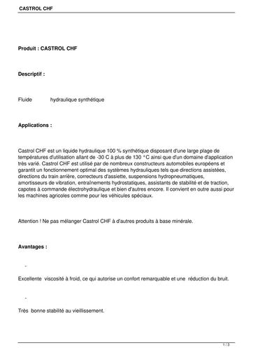 Castrol hydraulique CHF