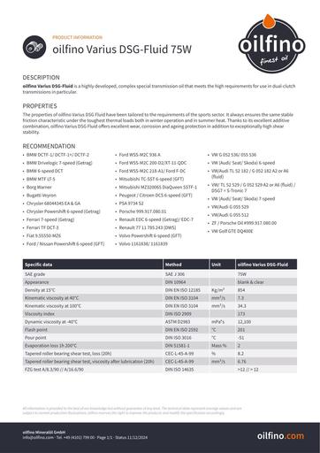 Oilfino Varius DSG Fluid 75W