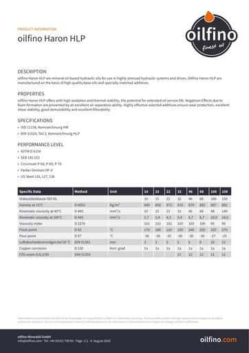 TDB EN Oilfino Haron HLP 150