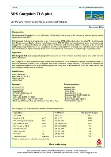 SRS Cargolub TLS plus