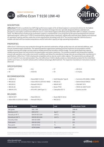 Oilfino Econ T 9150 10W 40