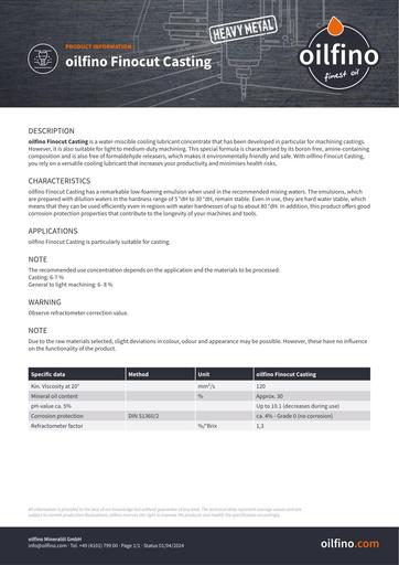 Oilfino Finocut Casting EN